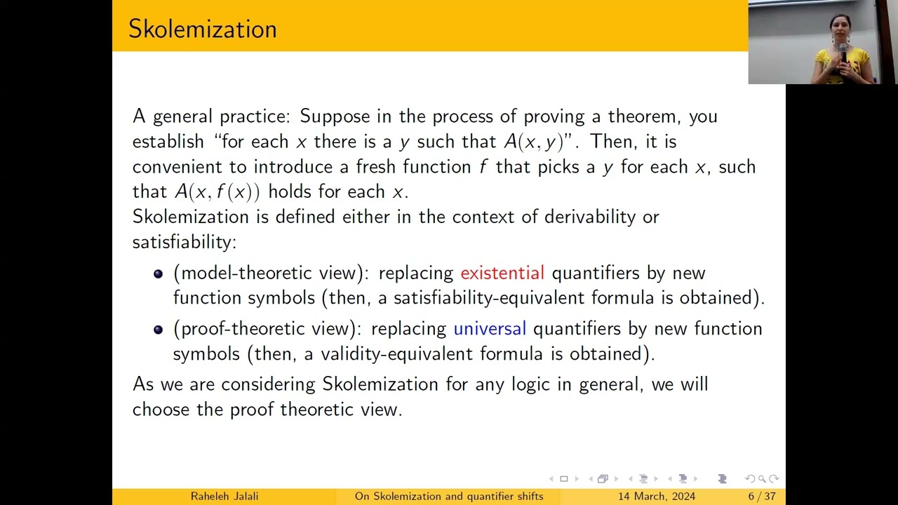 Raheleh Jalali On Skolemization and quantifier shifts