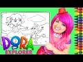Coloring Dora The Explorer & Boots GIANT Coloring Book Page Crayola Crayons | KiMMi THE CLOWN