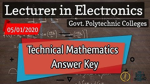 Lecturer in Electronics (05/01/2020) | Mathematics Answer Key | Jith