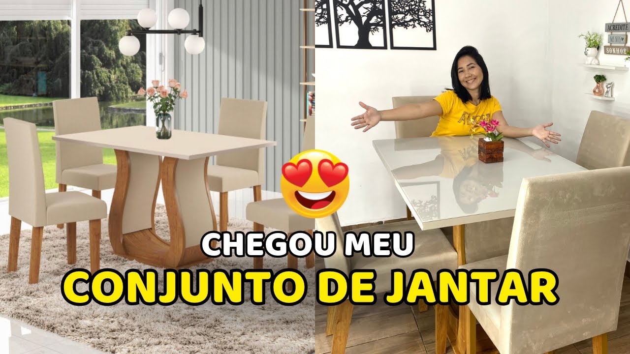 Conjunto Sala de Jantar Mesa Tampo MDF/Vidro e 4 Cadeiras Espanha Yescasa -  Conjunto Sala de Jantar - Magazine Luiza