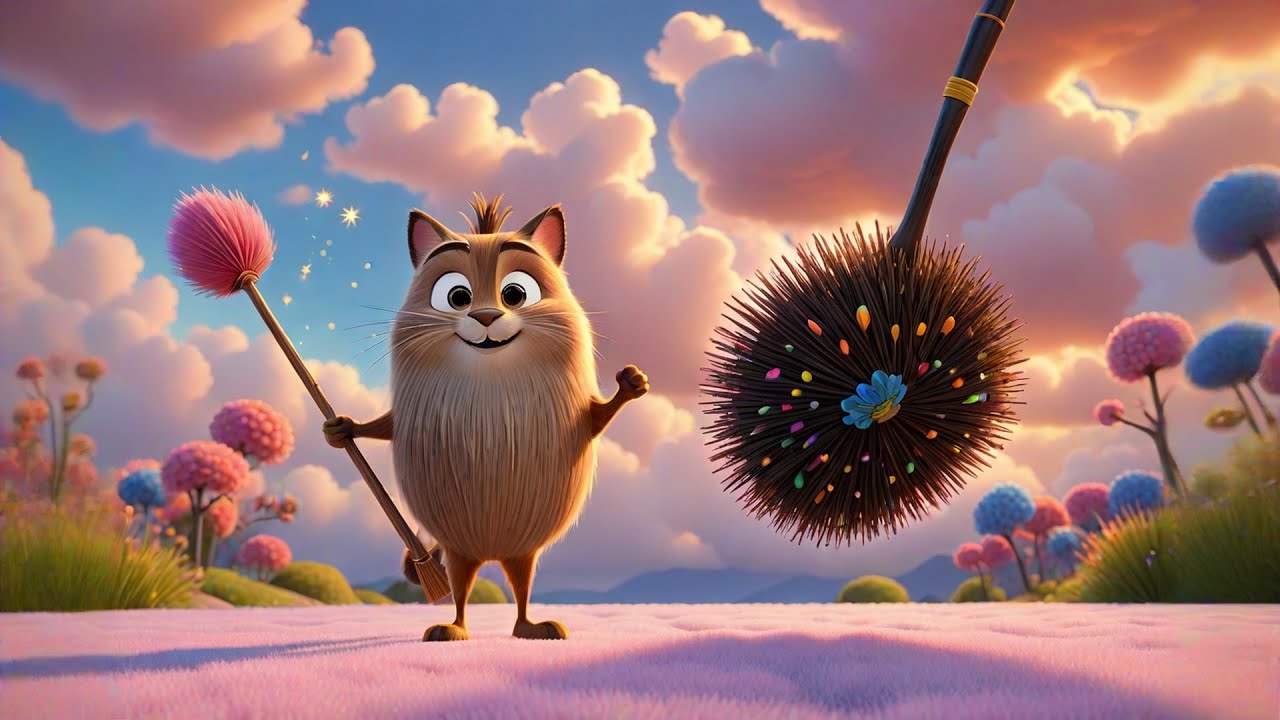 Two Flying Brooms Sweep the Clouds | Magical Nursery Rhyme | Kids Songs and Learning Videos