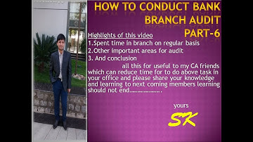 HOW TO CONDUCT CONCURRENT AUDIT PART 6OF6 PRESENTED BY G. SATISH KUMAR FOR ARTICLE STUDENTS AND