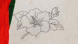 China Rose Embroidery Design | amazing sewing steps to embroider a gorgeous China Rose Flower