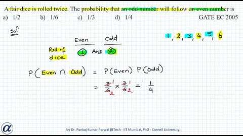 A fair dice is rolled twice The probability that an odd number will follow even number GATE EC 2005