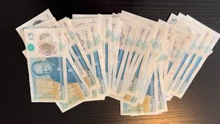 POLYMER £5 NOTE: SERIAL NUMBER HUNT: SAVINGS CHALLENGE: ASMR: HIGH VALUE RARE AA, AK.