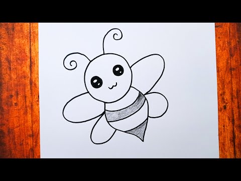 Çok Kolay Arı Çizimi, Kolay Yoldan Sevimli Bir Arı Nasıl Çizilir, Çizim Saati Art Hayvan Çizimleri