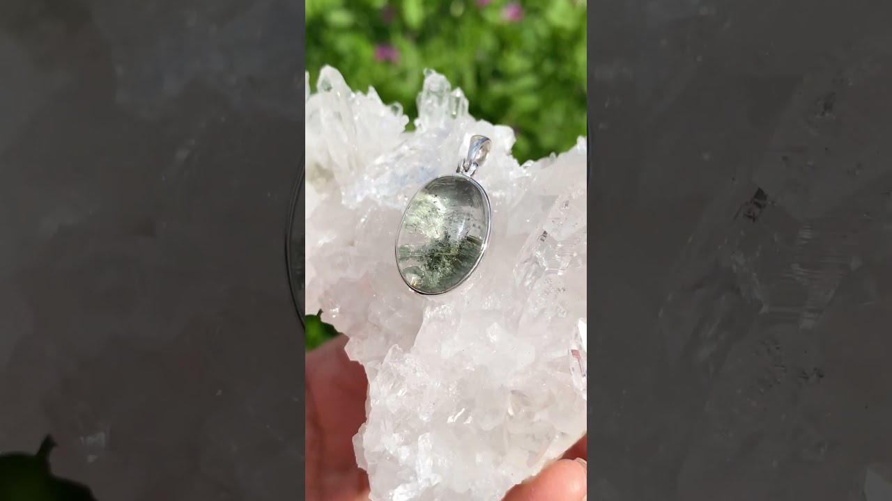ガーデンクォーツ ペンダント 天然石 シルバー 森の景色水晶