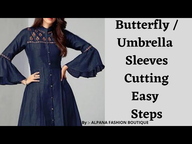 How to Cut Umbrella Sleeves  Butterfly Sleeves Cutting Easy Steps