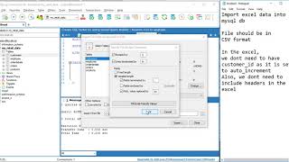 mysql -  load data into table from excel csv format || Reset auto increment column