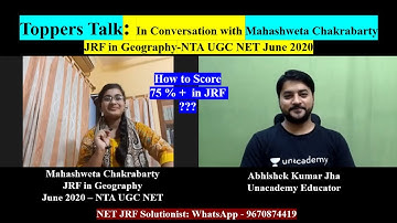 Toppers Talk | Mahashweta Chakrabarty | JRF in Geography | June 2020 | NTA UGC NET