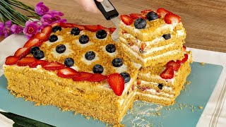 Торт за пол часа БЕЗ РАСКАТКИ КОРЖЕЙ Божественный рецепт Медового торта Фруктовый Медовик 