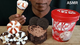 Walls Cornetto + Oreo Chocolate Ice Cream cake + Kit Kat Ice Cream tub @PushASMR