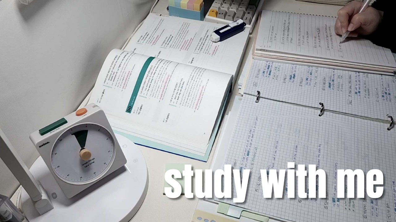STUDY WITH ME | 1hr | 스터디윗미 | Background noise, no music, no break | pencil asmr