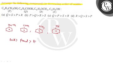 Arrange the following compounds in decreasing order of acidity \( \...