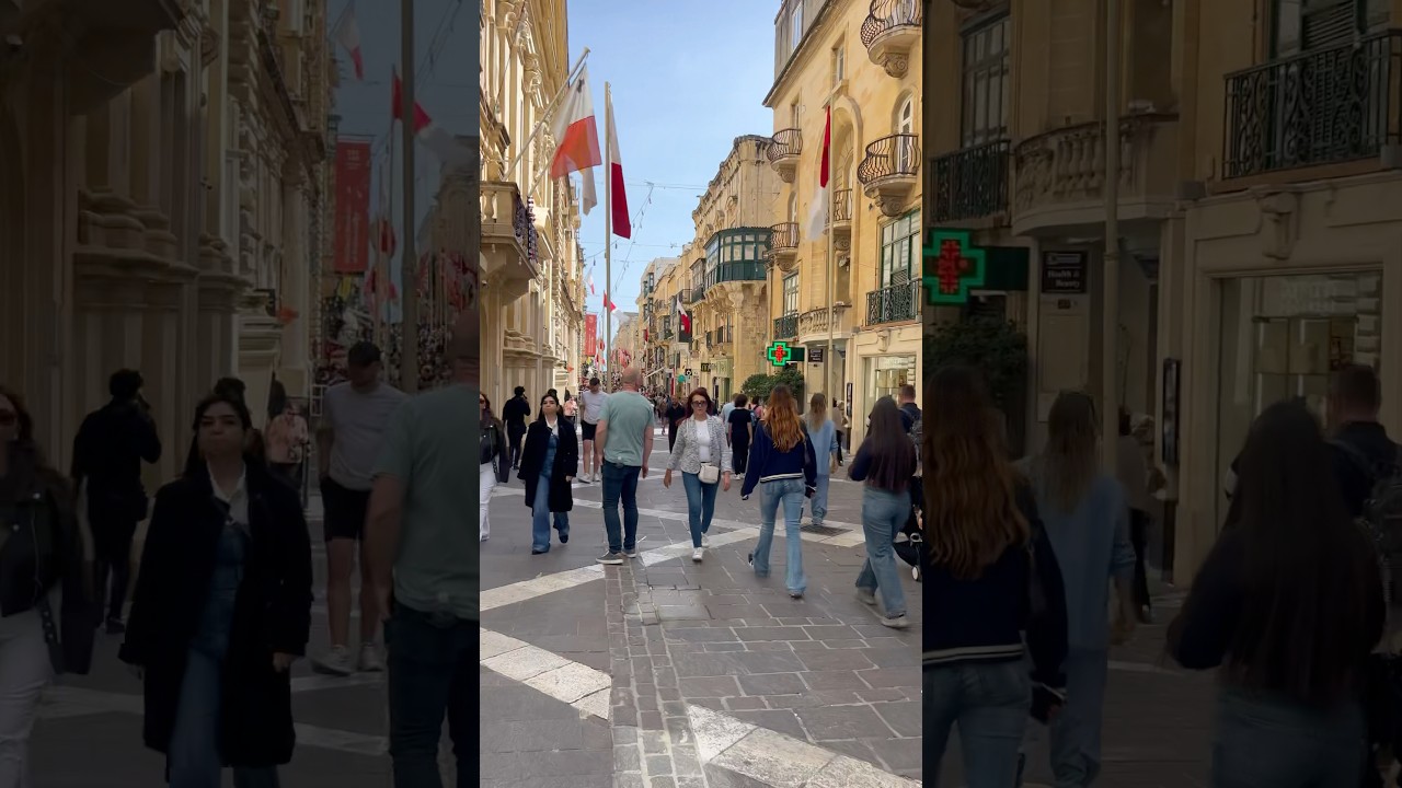 Walking tour Valletta Malta Beautiful April day 