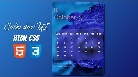 Creating Awesome Calendar 📆 UI | Calendar HTML CSS | CardCraft HTML CSS and JavaScript