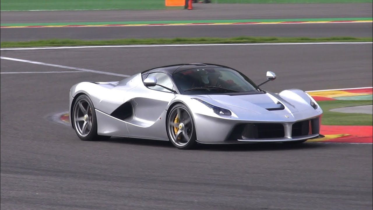 Silver Ferrari LaFerrari hits the track! Start & Acceleration Sounds