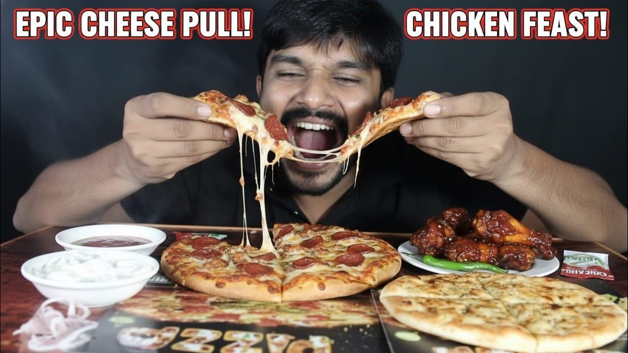PIZZA HUT FULL MENU ASMR 🤤 CHICKEN PEPPERONI PIZZA, CHICKEN WINGS & SAMOSA | FOOD SOUNDS