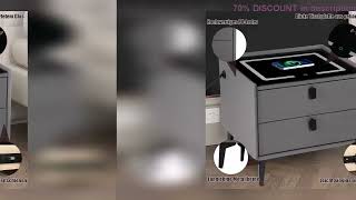 Celebrity A must-have product! Smart Bedside Table with Wireless Charging, Nightstand with LED Light, 2 Draw Profile