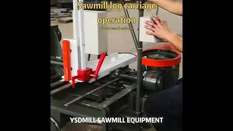 Sawmill wood cutting band saw with log carriage