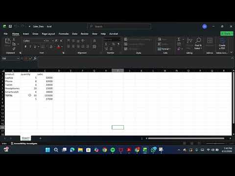 Data Entry and Basic Functions in Excel | Internship @Technohacksedutech