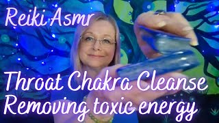 Removing toxic energy from your throat chakra. Reiki ASMR lapis Lazuli crystal healing