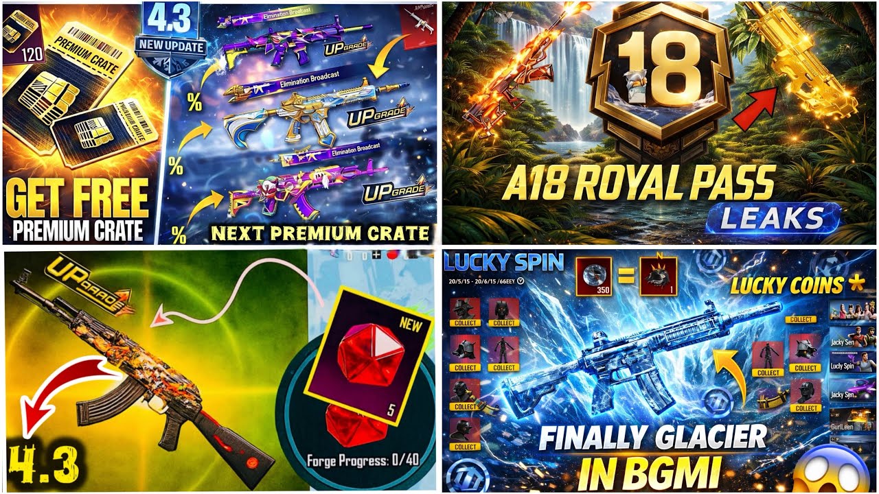 Finally 4.3 Mythic Forge 😍 Next Premium Crate || A18 Royal Pass Guns | Next Classic crate M4 Glacier