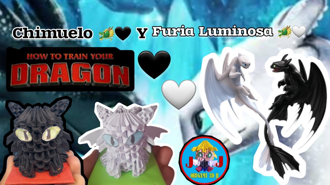 Como Hacer A CHIMUELO 🐲🖤 Y FURIA LUMINOSA 🐲🤍 De Origami 3D / Origami 3D JJ