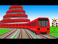 【踏切アニメ】複雑な電車 5 Trains Climbing Pynamid 2025 🚦 Fumikiri 3D Railroad Crossing Animation #1 #1million