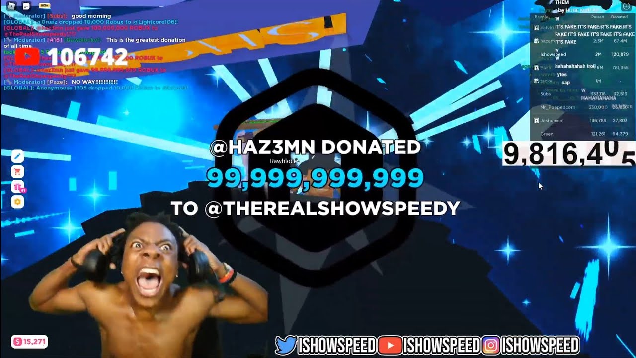 IShowSpeed thought he got 99,999,999,999 million ROBUX 💀💀💀💀💀💀 - YouTube