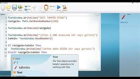 8 Small Basic Sayı Tahmin Oyunu 1
