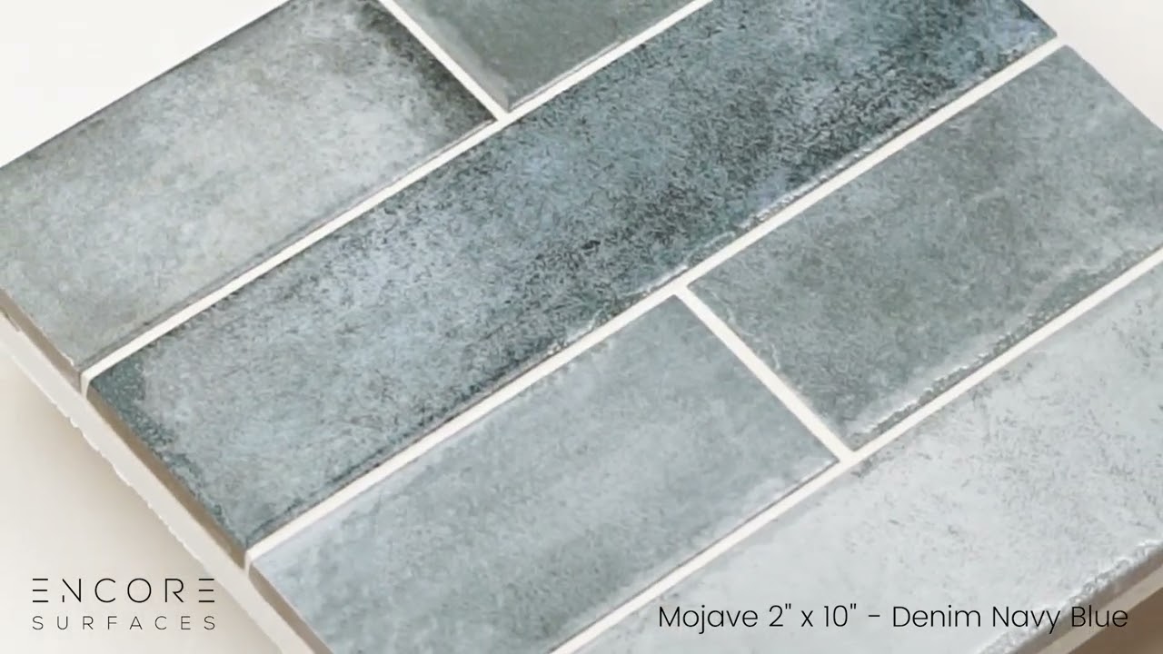 Mojave 2" x 10" Zellige Porcelain Wall Tile - Denim Navy Blue
