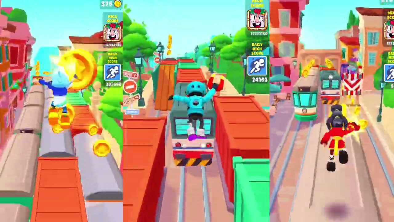 Subway Surfers 3 Screen Ultimate Chaos 🚆😱 | Triple Screen Impossible Gameplay