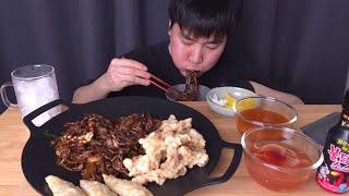 쟁반짜장 탕수육 군만두 먹방! ASMR MUKBANG | BLACK BEAN NOODLE & SWEET AND SOUR PORK DUMPLING jjajangmyeon EATING