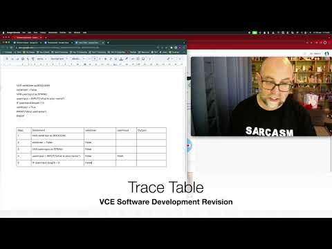 VCE Software Development Revision : Trace Table