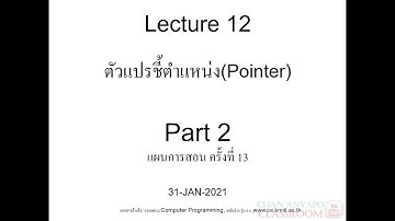 Computer Programming Lecture 12 Part 2(2-2563) เรื่อง ตัวแปรชี้ตำแหน่ง(Pointer)(ภาษาซี C)