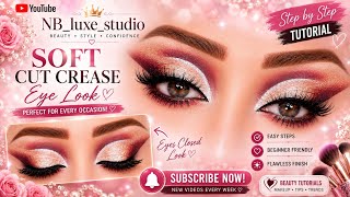 Soft Pink Cut Crease Eye Makeup Tutorial ✨ | Step-by-Step Glam Eye Look | NB_luxe_studio