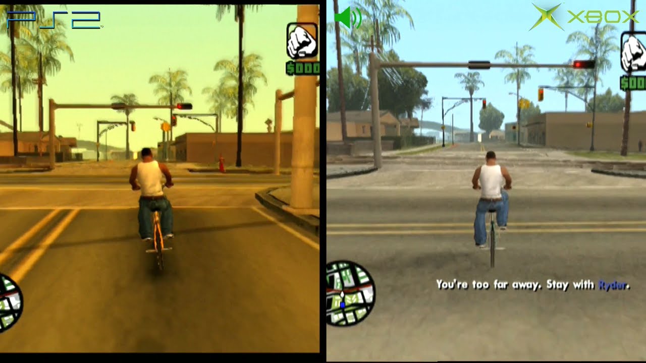 CONSOLE VS EMULATOR] GTA San Andreas (PS2 NTSC J), Side by Side Comparison