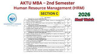 AKTU MBA HRM Previous Year Questions Explained | BMB202 Complete Solution SECTION C