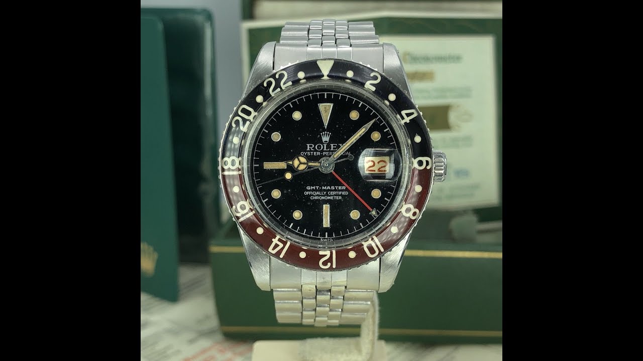 Vintage Rolex GMT Master 6542 Rare Dial Bakelite Full Set Double Papers Box 1959