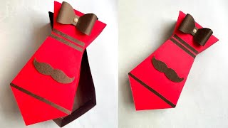DIY Tie Shape Gift Box/ Father&#39;s Day Gift Idea/ Father&#39;s Day Craft/ Make It Easy Craft