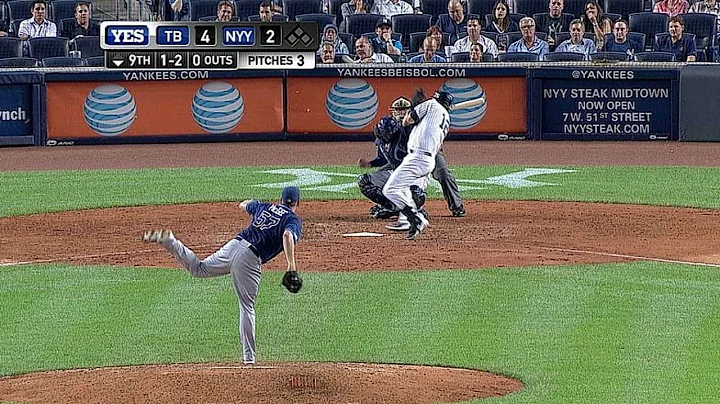 TB@NYY: Headley gets hit by a pitch, exits the game