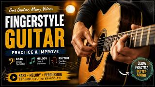 Intermediate Fingerstyle 3 🎸 Bass + Melody Integration