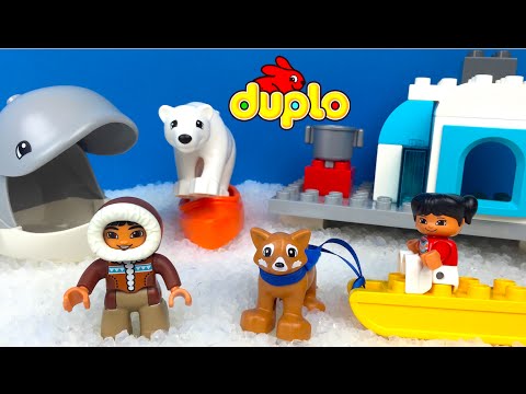 Stop Motion Lego Duplo Arctic with Eskimo Whale Dog Polar 