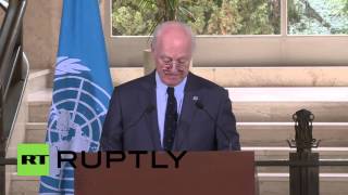 Switzerland: UN's de Mistura praises Russia for humanitarian push in Daraa(UN Special Envoy to Syria Staffan de Mistura held a press conference as the latest round of the Intra-Syria talks continued in Geneva on Thursday. Video ID: ..., 2016-04-21T13:57:17.000Z)