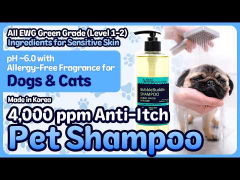 BubbleBuddle Shampoo 4,000 ppm anti-itch complex with all EWG Level 1-2 ingredients for pet brands