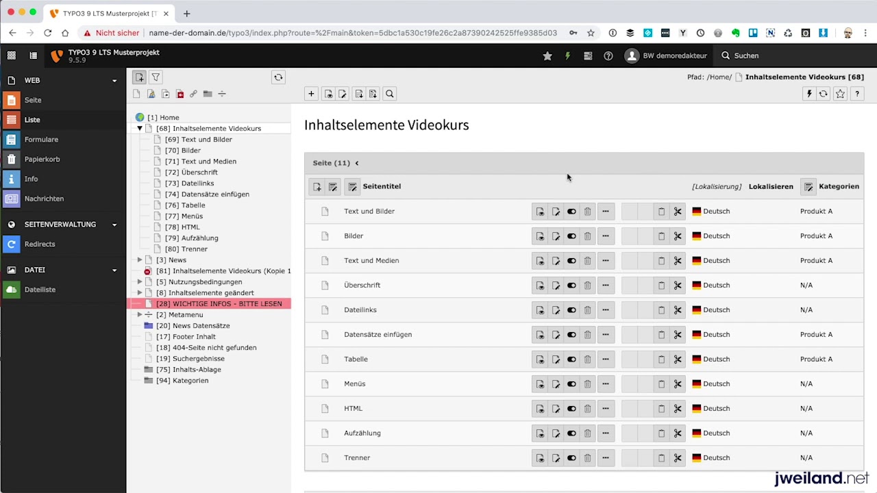 TYPO3 9 für Redakteure - 41  Kategorien nutzen