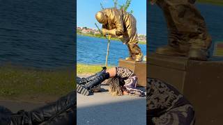 THIS Wasn’t SUPPOSED To HAPPEN! LEVITATING GoldMan STATUE Fail! How?😱 ​⁠@silvermanstatueofficial
