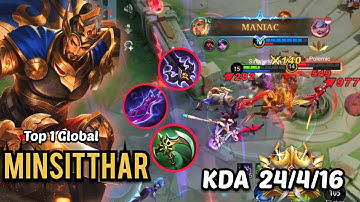 1x MINIAC!! 24 Killls Minsitthar Insane Attack Speed - Build TOP Global Minsitthar ~ Mlbb