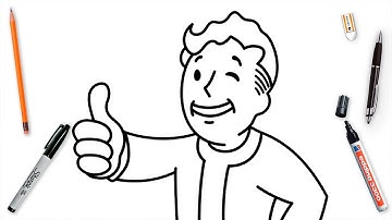 How To Draw Vault Boy Easy Step By Step | Fallout Art Drawing